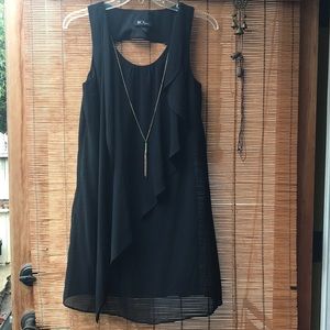 BCX sleeveless chiffon flowy dress necklace LBD